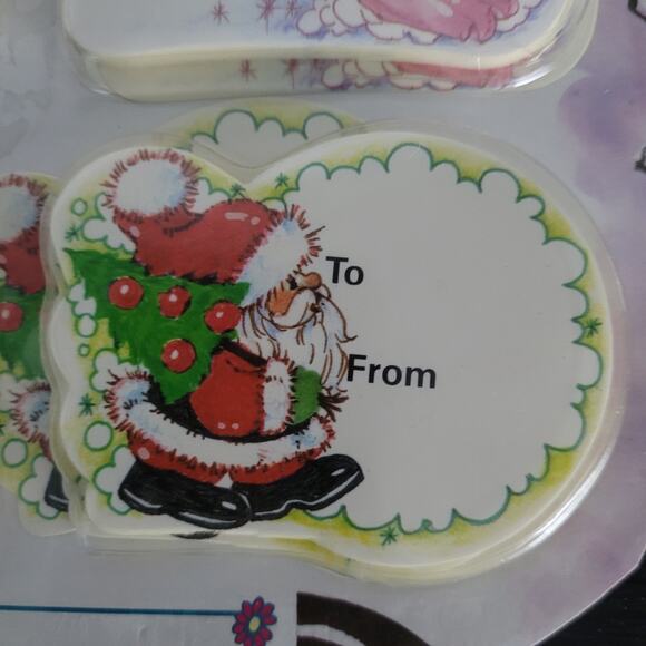 Vintage Christmas Gift Tags Paper Angel Santa Mouse Snowman - Picture 3 of 9